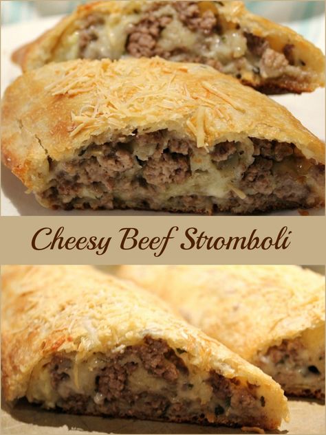 Cheesy Beef Stromboli Beef Stromboli, Hamburger Meat Recipes Easy, Stromboli Recipe Easy, Stromboli Recipe, Easy Meat Recipes, Hamburger Meat Recipes, Hamburger Meat, Beef Recipes Easy, Beef Recipes For Dinner