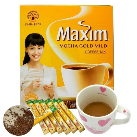 Maxim Coffee, Coffee Mix, Mocha Coffee, Best Beans, Instant Coffee, Starbucks Drinks, Food Market, Korean Food, Favorite Products