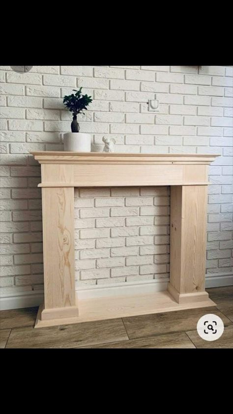 Diy Fake Fireplace Mantle, Repurposed Mantle, Fake Fireplace Ideas Living Rooms, Fake Chimney, Faux Foyer, Pallet Fireplace, Faux Mantel, Diy Fireplace Mantle, Wooden Fireplace Surround