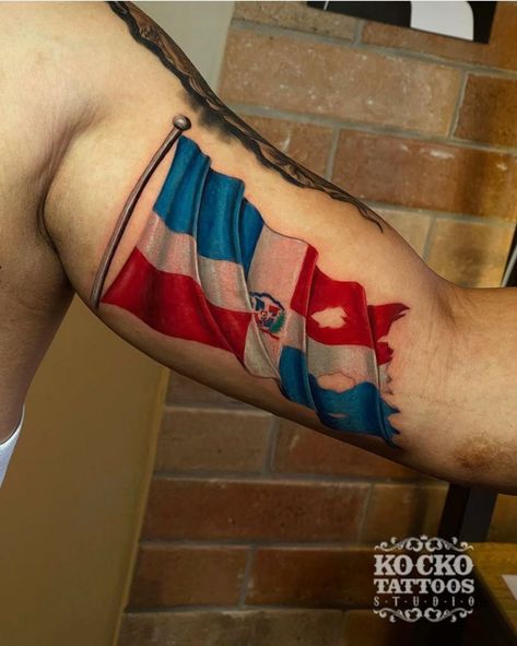 Dominican Flag Tattoo, Hydrangea Tattoo, Dominican Flag, Flag Tattoo, Tattoo Girls, 1 Tattoo, Cute Tattoos, Tattoo Drawings, Maple Leaf Tattoo