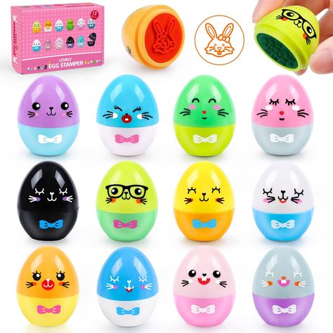 PRICES MAY VARY. Adorable Attractive Easter Eggs: 12pcs novelty Easter egg stampers, vibrant colors and vivid cartoon patterns on lovely surprise egg's shell, stimulate visual sense and imagination, also keep your sweeties stamp everything they come across like crazy for hours on paper, notebooks, scrapbooks and greeting cards. Best ever Easter treats toys for kids! Unique Design Endless Fun: Awesome Easter basket stuffers for kids, add fun cute twist and springtime splash of color to Easter egg Easter Egg Hunt Games, Easter Egg Stuffers, Easter Party Favors, Egg Stamp, Egg Fillers, Easter Egg Fillers, Easter Party Favor, Easter Basket Stuffers, Cute Surprises