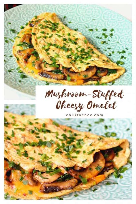 Mushroom and Cheese Omelette - Chili to Choc Omelete Recipes, Cheese Omelette Recipe, Egg Omelette Recipe, Mushroom And Cheese, Omelette Recipes, Nourishing Breakfast, Omlet Recipes, Omelette Recipe Easy, Mushroom Omelette