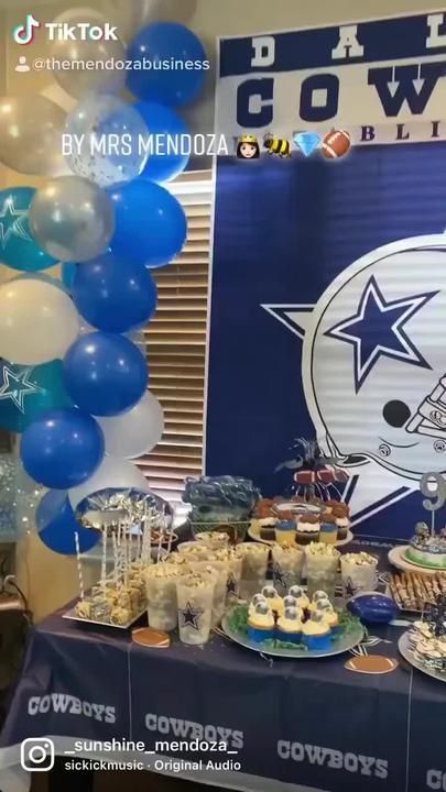 Dallas Cowboys Candy Table, Cowboys Theme Party, Cowboys Candy, Dallas Cowboys Theme, Dallas Cowboys Birthday, Dallas Cowboys Party, Cowboy Themed Birthday Party, Cowboy Candy, Themed Desserts