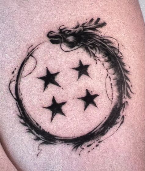 Dragon Ball Z Hand Tattoo, Goku Flying Nimbus Tattoo, Four Star Dragon Ball Tattoo, Goku Kanji Tattoo, Goku Symbol Tattoo, Dragonball Z Tattoo Ideas, Dragon Ouroboros Tattoo, Majin Symbol Tattoo, Pokemon Tatoos Ideas