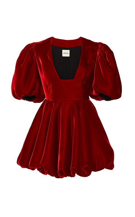 Leona Pleated Velvet Mini Dress by KHAITE Mode Grunge, Velvet Mini Dress, Mode Kpop, Short Homecoming Dress, Velvet Fashion, Puffy Sleeves, Mini Velvet Dress, Looks Chic, Mode Inspo