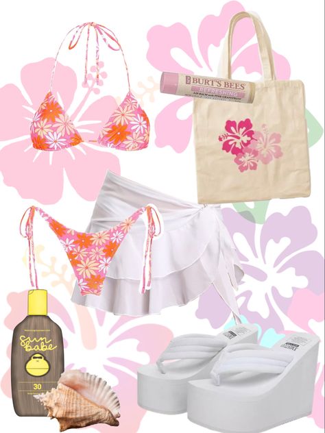 Hibiscus Flower Swimsuit, Hibiscus Outfit, Flower Swimsuit, Burts Bees, Flower Shirt, Hibiscus Flowers, Outfits Aesthetic, Beach Outfit, Hibiscus