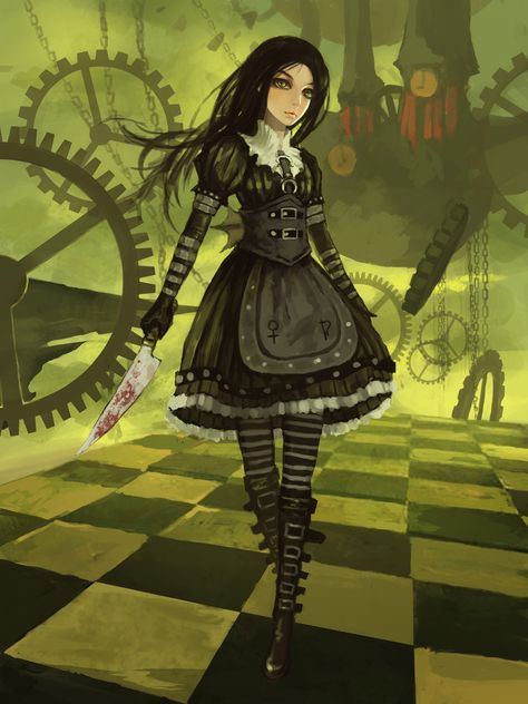 Videogame character from "Alice Madness Returns" and "American McGee's Alice"… American Mcgee’s Alice, Alice In Wonderland Artwork, Dark Alice In Wonderland, Go Ask Alice, Wonderland Artwork, Alice Liddell, Alice Madness Returns, Alice Madness, Pandora Hearts