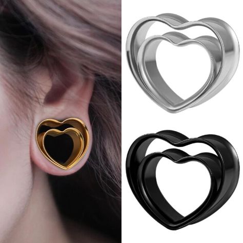 Just found this amazing item on AliExpress. Check it out! $4.69 20％ Off | Vankula 2pcs New Heart-Shape Notch Ear Piercing Plugs Cool Body Jewelry Ear Statement Stainless steel Earrings Expander Gift Silver Heart Plug Earrings Gift, Gold Heart Plug Earrings, Heart Shaped Ear Gauges, Small Heart Gauges, Gold Heart-shaped Plug Earrings, Jewelry Ear, New Heart, Steel Earrings, Ear Piercing