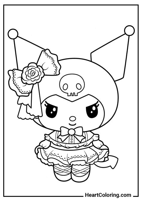 Coloring Pages for Girls to Print for Free | HeartColoring coloringpagesonly #cottagecoloring Kurumi Coloring Page, Kuromi How To Draw, Kuromi Coloring Pages Printable, Coloring Pages Kuromi, Drawing Kuromi, Sanrio Coloring Page, Kuromi Outline, Kuromi Coloring Page, Kuromi Dibujos