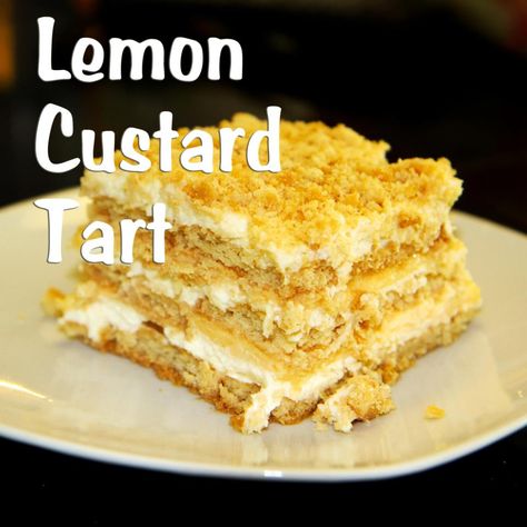 Ingredients: 1 can condensed milk/caramelised condensed milk 1 container/package (8 oz./226 g) Cream Cheese 1 grated lemon rind ½ cup lemon juice 1-2 packs Tennis biscuits or any substitute (Graham… Lemon Custard Tart, Tennis Biscuits, African Recipe, Nice Biscuits, Fridge Cake, Custard Tarts, Winning Recipes, African Dessert, Milk Tart