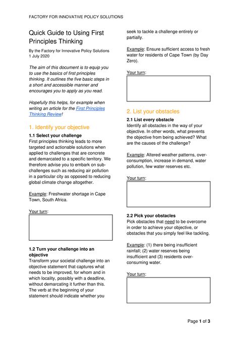 First principles thinking - Factory for Innovative Policy Solutions First Principles Thinking, Mental Models, Thinking Strategies, First Principle, Asking The Right Questions, Books For Self Improvement, Growth Strategy, Do Exercise, Thinking Skills