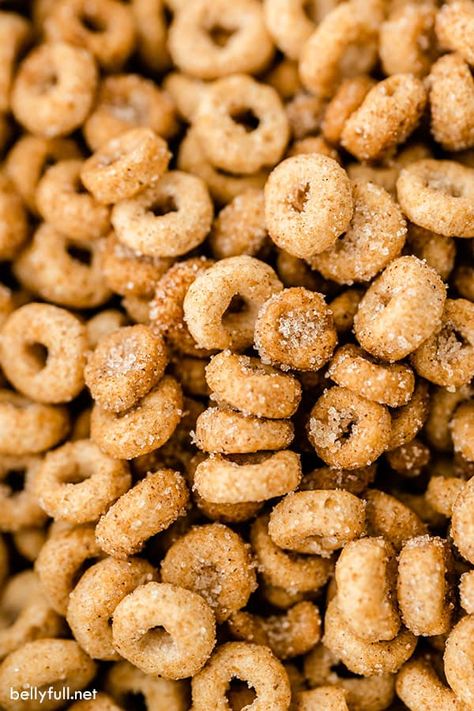 Mini Doughnut Hot Buttered Cheerios are such a sweet treat that will remind you of your favorite fair food! Cereal pan “fried” in butter and vanilla, then tossed in a cinnamon-sugar mixture. Easy, portable, and great for snacking! Hot Buttered Cheerios, Buttered Cheerios, Cheerios Snacks, Cheerios Recipes, Gf Cooking, Cereal Snacks, Mini Doughnuts, Chex Mix Recipes, Fair Food