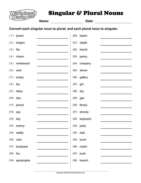 Plural noun worksheet | PDF Singular Noun, State Capitals Quiz, Plurals Worksheets, Plural Nouns Worksheet, Singular Plural, Plural Noun, Singular And Plural Nouns, Learning Grammar, Singular Nouns