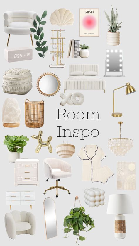 Beige Room Decor Bedroom, Cute Bedroom Makeover Ideas, That Girl Room Decor, Clean Minimalist Bedroom, Comfy Room Ideas, Basic Room, Room Wishlist, White Room Decor, Room Redesign