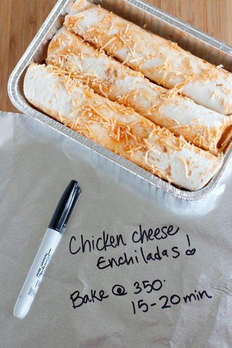 Chicken Enchiladas Freezer Meal Chicken Enchiladas Freezer Meal, Best Freezer Meals, Freezer Dinners, Freezer Friendly Meals, Freezable Meals, Freezer Meal Planning, Make Ahead Freezer Meals, Easy Freezer Meals, Freezer Meal Prep