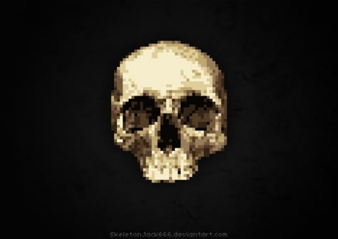 /pixel_skull_by_skeletonjack666 Skull Pixel Art, Pixel Skull, Skull Art Print, Skull Art, Pixel Art, Skeleton, Deviantart, Art Print, Black