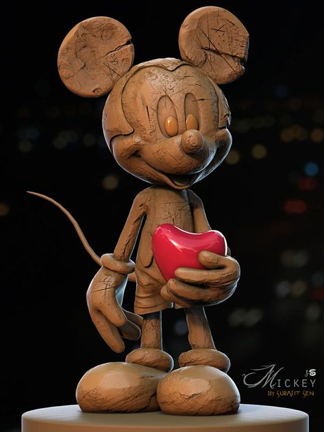 Mickey Mouse Sculpture, Sculpture Background, Mouse Sculpture, Mickey Drawing, Wood Burning Patterns Stencil, Epic Mickey, Modern Art Sculpture, Digital Sculpting, Digital Sculpture