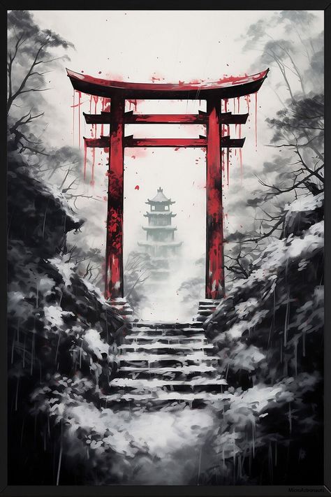 Minimalist Moods-Simple & Background Japanese Gate Art, Japan Temple Wallpaper, Japanese Gate Tattoo, Japanese Torii Gate Tattoo, Torii Gate Wallpapers, Japanese Temple Aesthetic, Torii Gate Drawing, Japanese Shrine Art, Torii Gate Tattoo