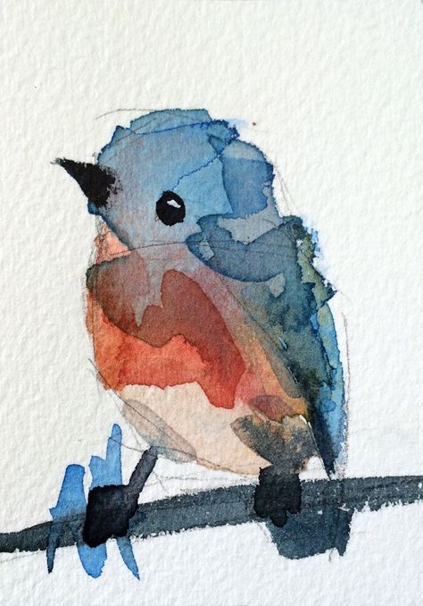 Angela Moulton, Bird Watercolor Paintings, Bird Watercolor, Watercolor Inspiration, Watercolor Bird, Watercolor Animals, Bluebird, Birds Painting, Art Watercolor