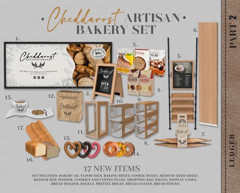 Video Game Assets, Sims 4 Restaurant, Advertisement Board, Bread Holder, Artisan Bakery, Sims 4 Kitchen, Bakery Sign, Sims 4 Cas Mods, Bread Shop