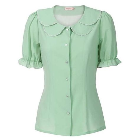 Pearl Princess Blouse (Pastel Green) ($70) ❤ liked on Polyvore featuring tops, blouses, shirts, hauts, shirts & tops, miss patina, shirts & blouses, green top and green shirt Pastel Green Top Outfit, Princess Blouse, Pearl Shirt, Pastel Tops, Pearl Princess, Pastel Blouse, Miss Patina, Future Clothes, Vintage Inspired Fashion