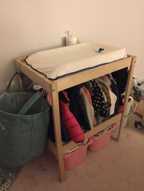 IKEA SNIGLAR changing table converts to a toddler's Mini Closet - IKEA Hackers - IKEA Hackers Ikea Sniglar Changing Table, Sniglar Changing Table, Sniglar Hack, Ikea Changing Table Hack, Ikea Office Furniture, Ikea Daybed, Hackers Ikea, Mini Closet, Kitchen Storage Bench