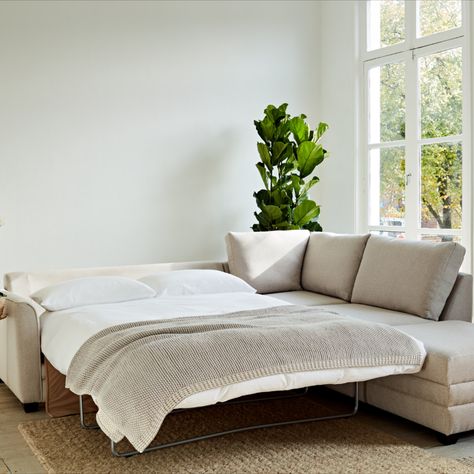 Jude Sofa Bed in House Brushed cotton in Latte, £3,369, sofaworkshop.com Beds To Buy, Traditional Sofa Bed, L Shaped Sofa Bed, Sofa Workshop, Convertible Couch, Sofa Ideas, Sofa Company, Simple Sofa, Shaped Sofa