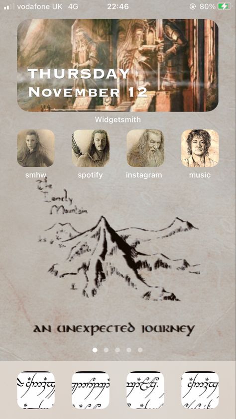 Lotr Homescreen, Lotr App Icons, Spotify Instagram, Ios Ideas, Phone Theme, Homescreen Ideas, Homescreen Iphone, Homescreen Layout, Themes Free