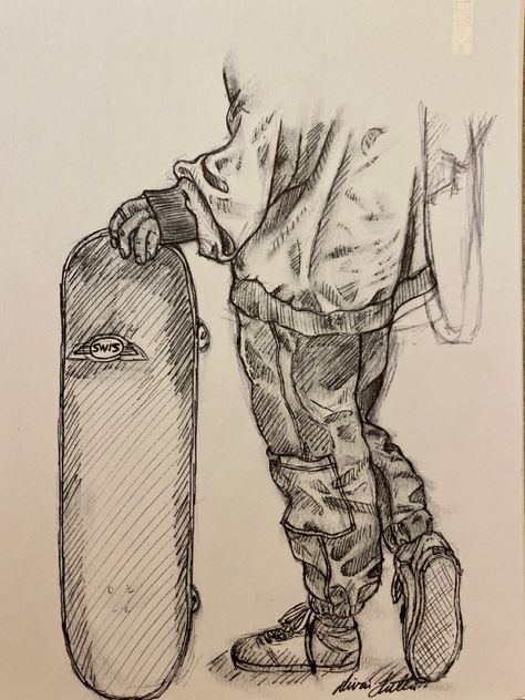 Sketch Ideas Grunge, Holding Ciggerate Reference Drawing, Skater Art Drawing, Skateboarding Sketch, Drip Sketch, Scatch Drawing, Art Inspiration Drawing Aesthetic, Skate Sketch, Skateboarding Drawing