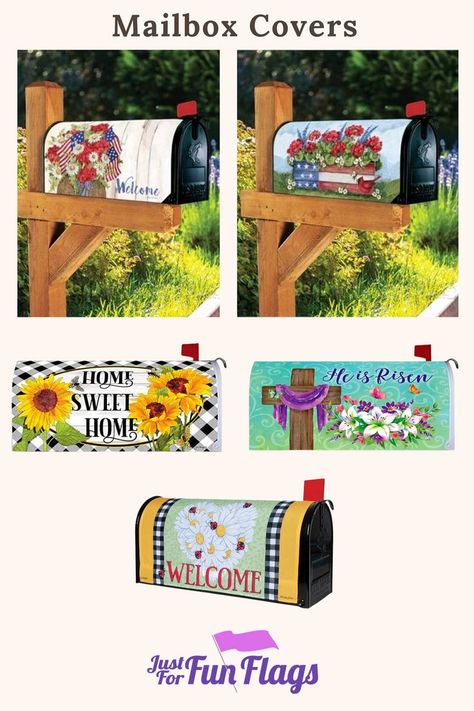 Our Mailbox Covers are durable, colorfast and weather resistant. They only fit standard size mailboxes that are 6.5"W x 19"L. We carry mailbox covers that are made of High Quality Outdoor Vinyl and 310 Denier Nylon Fabric. Image: Appears the same on both sides.

Mailbox Covers are durable, colorfast and weather resistant. Proudly printed and packed in the USA. Mailbox Covers Diy, Mailbox Decorations, Magnetic Mailbox Covers, Metal Mailbox, Mailbox Decor, Mailbox Covers, Mailbox Cover, Porch Deck, Decks And Porches