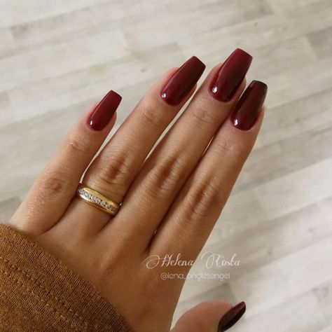 Bordeaux Red Nails, Nails Bordeaux Gel, Nails Rouge, Nails Inspiration Red, Bordeaux Nails, Medium Coffin Nails, Fake Nails Square, Nails Medium Coffin, Red Press On Nails