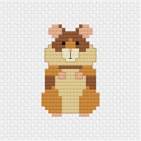 Hamster Cross Stitch, Hamster Embroidery, Hamster Pet, Kawaii Cross Stitch, Cross Stitch Projects Ideas, Tiny Cross Stitch, Animal Cross Stitch Patterns, Disney Cross Stitch, Cross Stitch Bookmarks