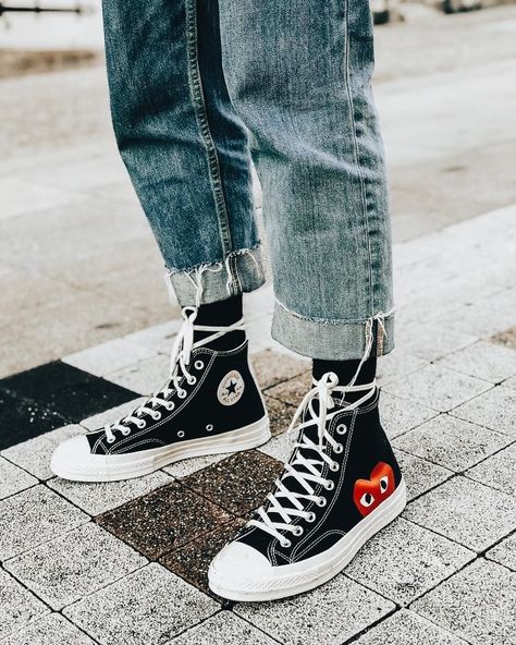 Comme des Garçons x Converse Converse Haute, Baskets Converse, Converse Outfits, Cdg Play, Dr Shoes, Converse Style, Outfits With Converse, Jordan Sneakers, Puma Sneakers