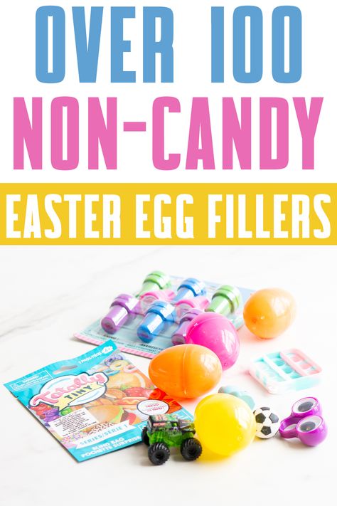 Check out this list of over 100 non candy Easter egg filler ideas. It includes ideas for both standard small plastic eggs and jumbo Easter eggs. Lots of ideas work well as Easter basket ideas, too. Non Candy Easter Egg Fillers, Easter Egg Filler Ideas, Egg Filler Ideas, Jumbo Easter Eggs, Easter Egg Stuffers, Yogurt Melts, Filler Ideas, Egg Fillers, Easter Egg Fillers