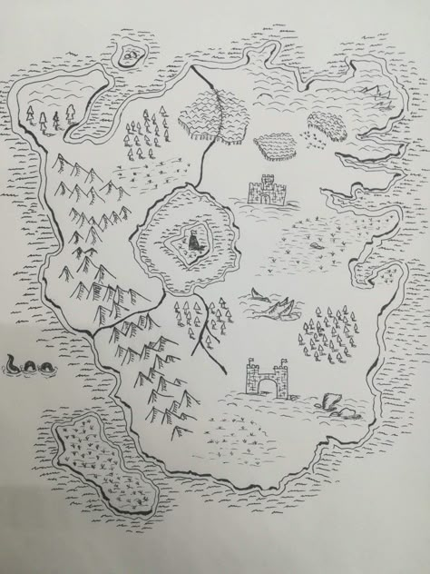 Fantasy Island Map Drawing, Fantasy Island Map, Fantasy Map Ideas, Map Drawing Ideas, World Outline, Map Sketch, Map Drawing, Fantasy Map Making, Book Journaling