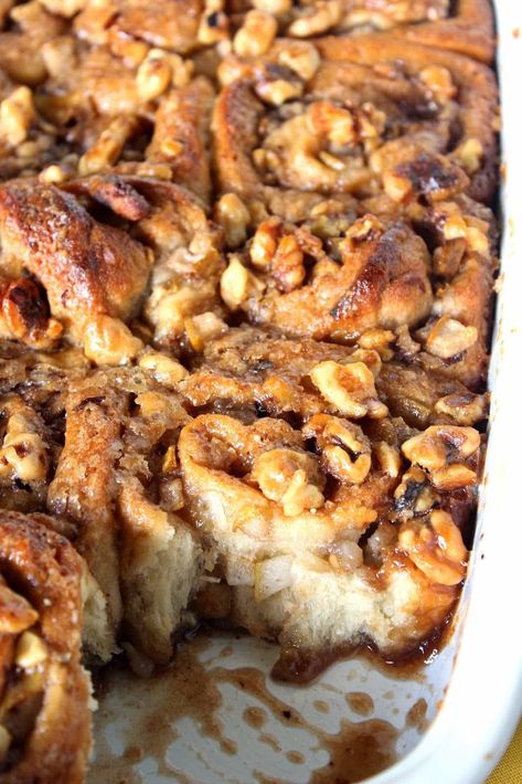 Pear and Walnut Sticky Buns Recipe - Kudos Kitchen by Renee Walnut Sticky Buns, Sticky Buns Recipe, Bun Recipes, Sticky Bun, Sticky Buns Recipes, Pear Ginger, Baking Buns, Amazing Breakfast, Good Morning Breakfast