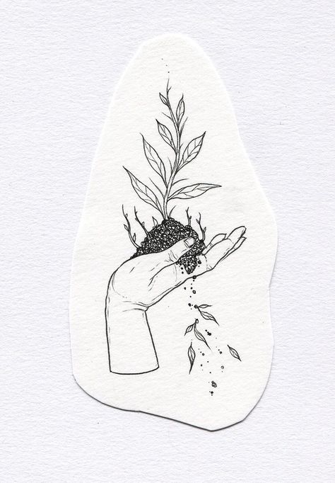 Quelques "daily drawings" de la semaine! - Daily Drawing from last week! Minimalist Earthy Tattoos, Plant Growing Tattoo, Hand Plant Tattoo, Hand Sketch Simple, Hands Drawing Tattoo, Plant Hand Tattoo, Minimalist Plant Tattoo, Plant Tattoo Men, Tattoo Farm