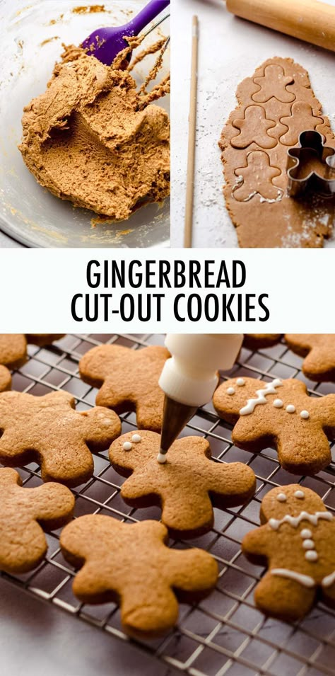 Cut Out Gingerbread Cookies, Cutout Cookies Recipe, Gingerbread Cutout Cookies, Cut Out Cookies Recipe, Royal Icing Easy, Easy Royal Icing, Spicy Gingerbread, Easy Royal Icing Recipe, Drop Sugar Cookies