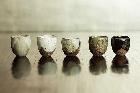 Rustic-Ceramic-Sake-Cups-Nom-Living | Part of the Nom Living… | Flickr Sake Cup, Rustic Ceramics, Pinch Pots, Mini Vase, Porcelain Art, Japanese Pottery, Japanese Ceramics, Mug Design, Pottery Designs