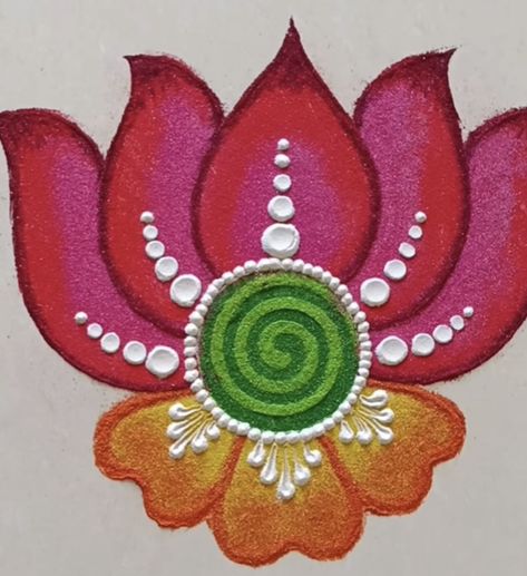 Flower Design Rangoli Beautiful, Simple Dot Rangoli, Corner Rangoli Designs, Ready Rangoli, Simple Flower Rangoli, Kambi Kolam, Diya Rangoli, Border Rangoli, Very Easy Rangoli Designs