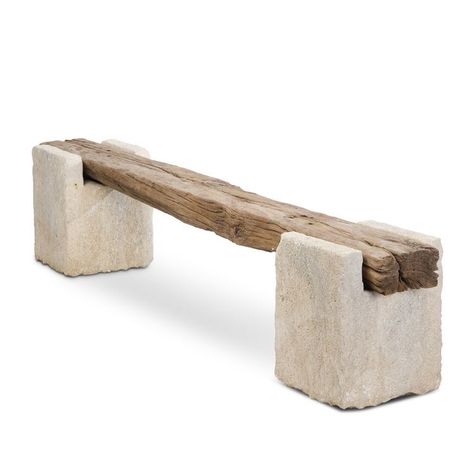 Meja Outdoor, Reclaimed Wood Benches, Reclaimed Wood Beams, Beton Design, Concrete Furniture, Wooden Bench, Wood Bench, Wood Beams, Outdoor Bench