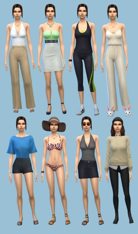 Sims 4 base game outfits 💚 my ID is Yuna_licht #ts4 #sims4 #sims #ts4outfits #sims4outfits, without cc Sims 4 Cc Clothes Base Game, Sims 4 People Ideas Base Game, Sims 4 Clothes Base Game, Outfit Ideas Sims 4, Ideas For Sims 4 Characters, Sims4 Base Game Outfits, Sims 4 Sims Characters Ideas, Sims 4 Character Ideas Base Game, Sims 4 Nocc Outfits