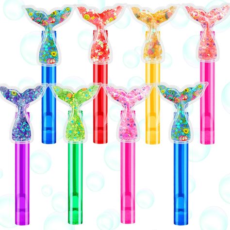 PRICES MAY VARY. Mermaid Party Favors: Get ready for a Theme party with 24 Glitter Mermaid bubble wands, Featuring 6 vibrant colors, these bubble wands are perfect for ages 3-10, making them easy to handle and carry around. Mermaid Birthday Decorations: these bubble wands are perfect for any Mermaid Party, Ideal for boys and girls, they make party favors for theme birthdays.Whether as goodie bag fillers, classroom rewards, or bulk giveaways, kids of all ages will love these bubble wands. Party F Mermaid Pinata, Mermaid Themed Birthday Party, The Little Mermaid Party, Mermaid Birthday Decorations, Mermaid Party Favors, Classroom Prizes, Glitter Mermaid, Classroom Rewards, Mermaid Theme Birthday