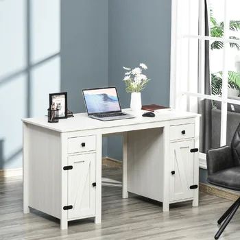 Laurel Foundry Modern Farmhouse Eure Desk | Wayfair Wooden Writing Table, Computer Desk With Storage, Home Office Computer Desk, Desk Wood, Desk With Storage, Barn Door Designs, Store Books, Office Computer Desk, Home Office Desk