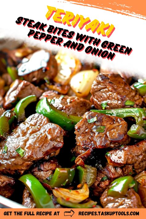 Savour the rich and tangy flavors of our Teriyaki Steak Bites, masterfully infused with hearty green peppers and crisp onions. This Asian culinary delight promises an explosion of taste in every bite. Dive into this fascinating recipe now, perfect for a weeknight dinner or weekend party. You'll be transported straight to the heart of Tokyo with these juicy bites. Follow our Pinterest board for more such irresistible, easy-to-make comfort food recipes! Steak Dinner Recipes For Family, Onion Dinner Recipes, Teriyaki Steak Bites, Teriyaki Steak, Steak Dinner Recipes, Pepper Steak Recipe, Steak Bites Recipe, Main Dish Casseroles, Quick Dishes