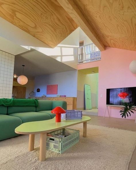 Living Room With Tv Designs, Gen Z Interior Design, Bethany Brill, Tv Interior, Oled Tv, Colourful Living Room, Eclectic Interior, Dream House Decor, On Design