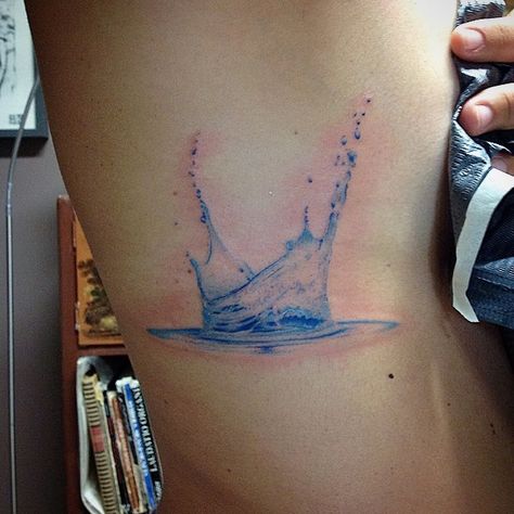 Water Splash Tattoo, Water Ripple Tattoo, Water Inspired Tattoo, Water Tattoo Ideas, Splash Tattoo, Water Drop Tattoo, Ice Tattoo, Water Tattoos, Groot Tattoo