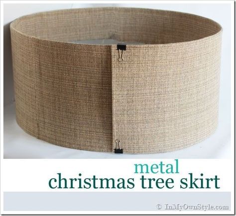 How to Make a Christmas Tree Stand Cover With Metal and Fabric | In My Own Style Tree Stand Cover, Best Christmas Tree Stand, Christmas Tree Stand Cover, Metal Christmas Tree Stand, Diy Christmas Tree Skirt, Christmas Tree Base, Tree Collar, Minimalist Christmas Tree, Modern Christmas Tree