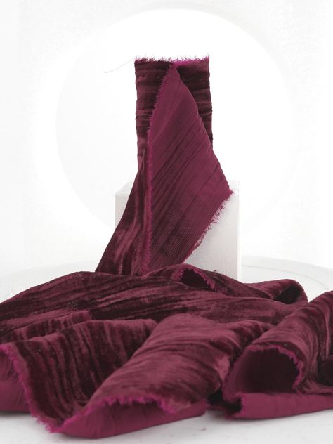 PRICES MAY VARY. Velvet Ribbon Color: Hand dyed in burgundy/marnoon color, soft and with shiny lustrous surface, adding a touch of elegance and luxurious to your gifts, decorating projects and crafts Frayed Velvet Ribbon Size: Ribbon measures 3" wide and continuous 3 yards(9ft) long per roll, ribbons are packed in a paper box, easy to store and use Hand-Torn Frayed Edges: Handmade with silk velvet material, the hand-torn frayed edges give the ribbon a rustic, chic look, the crinkled finish adds Starter Apartment, Velvet Ribbon Wedding, Staircase Garland, Flower Bouquet Gift, Shabby Chic Wardrobe, Gift Wrapping Wedding, Garland Flower, Wreath Hanging, Chic Wardrobe