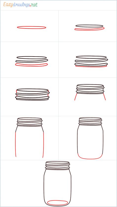 How To Draw A Mason Jar Step by Step - [9 Easy Phase] Drawing Mason Jars, Easy Jar Drawing, Simple Jar Drawing, Mason Jar Line Drawing, How To Draw A Jam Jar, Jar Sketch Drawings, Life In A Jar Drawing, How To Draw A Mason Jar, How To Draw A Jar Step By Step